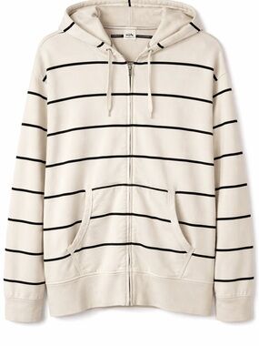Nevada Men’s Cream Zip-Up Hoodie with Black Stripes